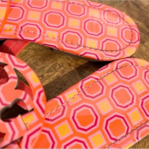 Tory Burch Patent Miller Sandal Vivid Orange Octagon Square 11 - Picture 8 of 9